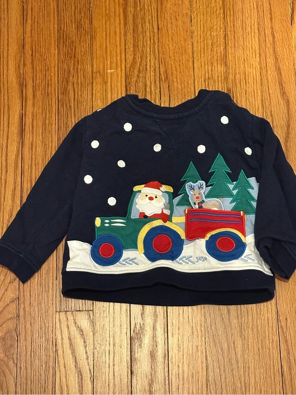 Jojo Maman Navy Santa Tractor Holiday Sweatshirt